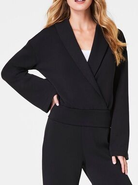 Spanx AirEssentials Wrap-Front Pullover - Black - Size Large